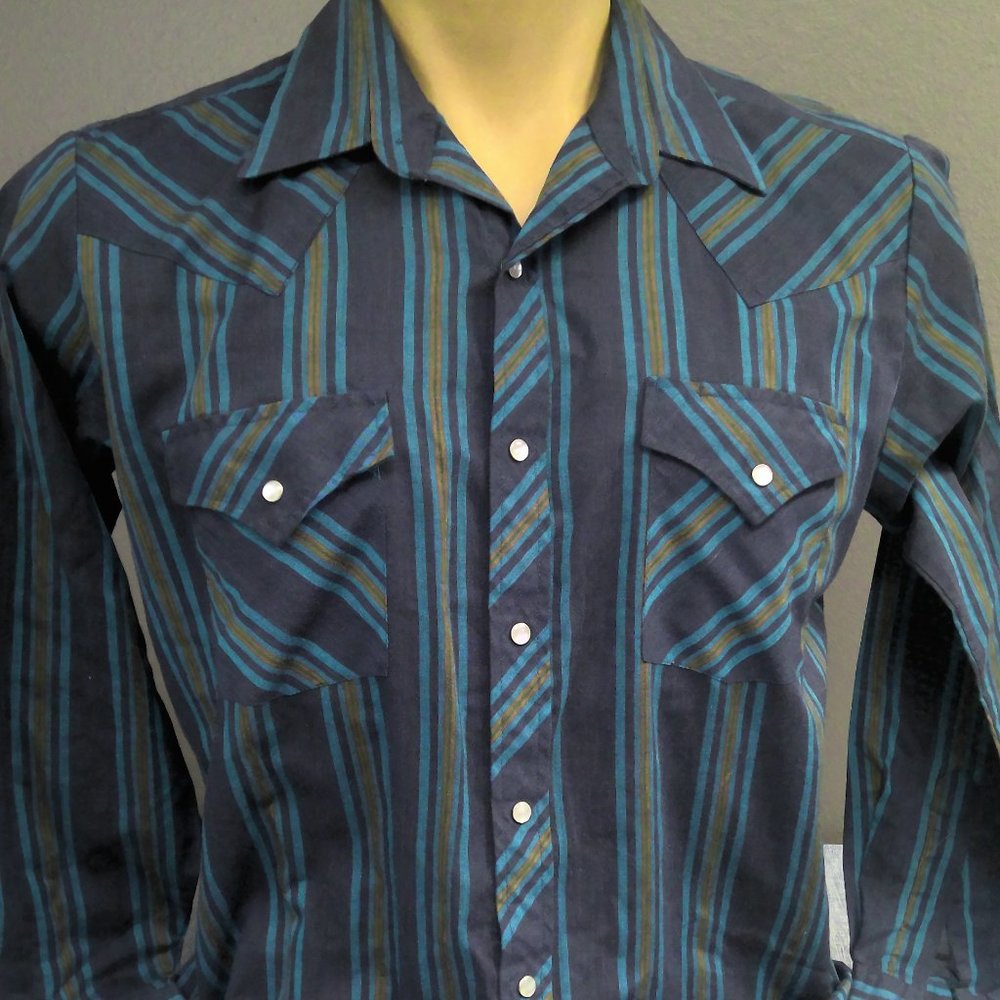 Vintage Ely Cattleman Western Pearl Snap Shirt Long Sleeve Striped Men's Large